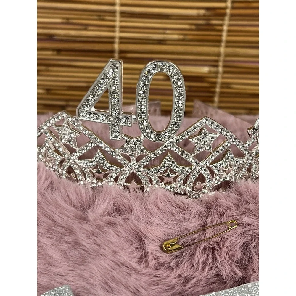 40th‎ Birthday Sash with Rhinestone - Glamorous Silver  Gifts For Her